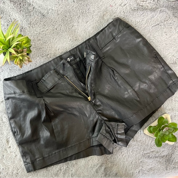 7 for all mankind Faux Leather Black Shorts - Size 28 - Picture 5 of 11